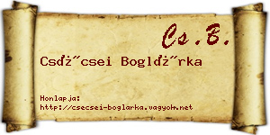 Csécsei Boglárka névjegykártya